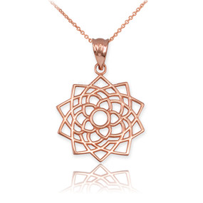 Rose Gold Sahasrara Lotus Unity Chakra Yoga Pendant Necklace