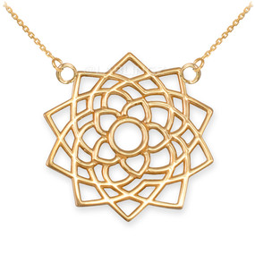 14K Gold Sahasrara Lotus Unity Chakra Yoga Necklace