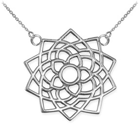 Sterling Silver Sahasrara Lotus Unity Chakra Open Yoga Necklace