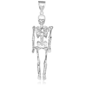 White Gold 3D Skeleton Dangle Pendant