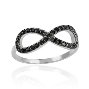 Black Diamond Infinity Ring in White Gold.