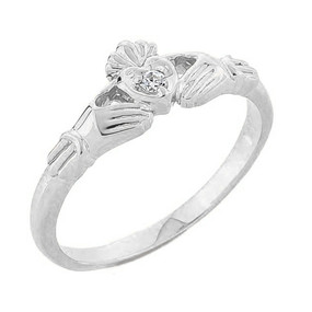 White Gold Diamond Claddagh Promise Ring