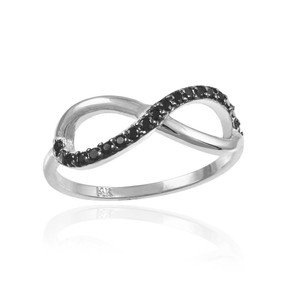 Black Diamond Infinity Ring in White Gold.