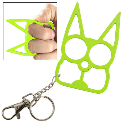 Cat Self Defense Key Chain Neon Green