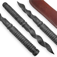 Tri Blade Damascus Steel Includes Sheath
