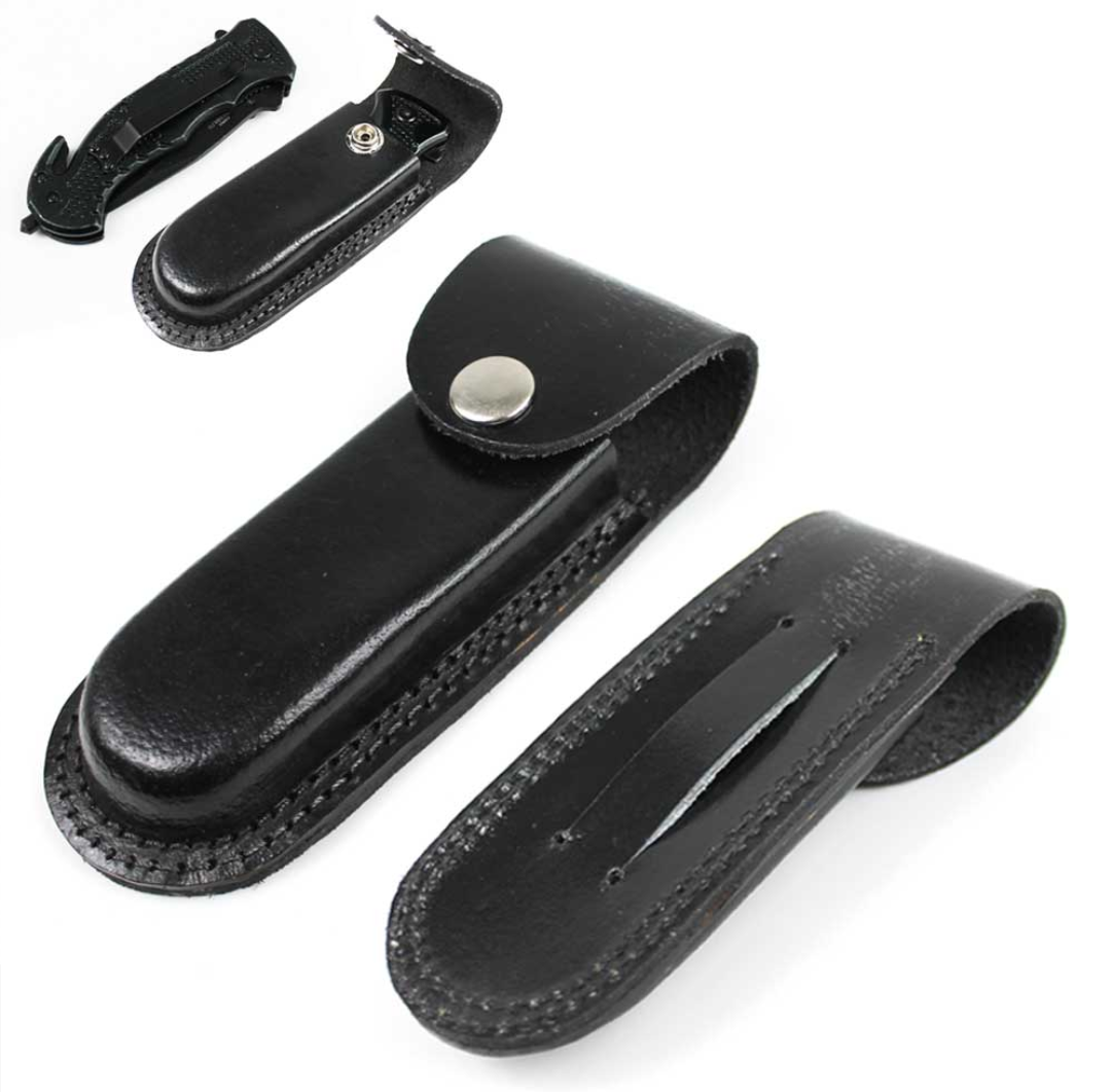 Heavy duty Black Leather Folding Knife Sheath
