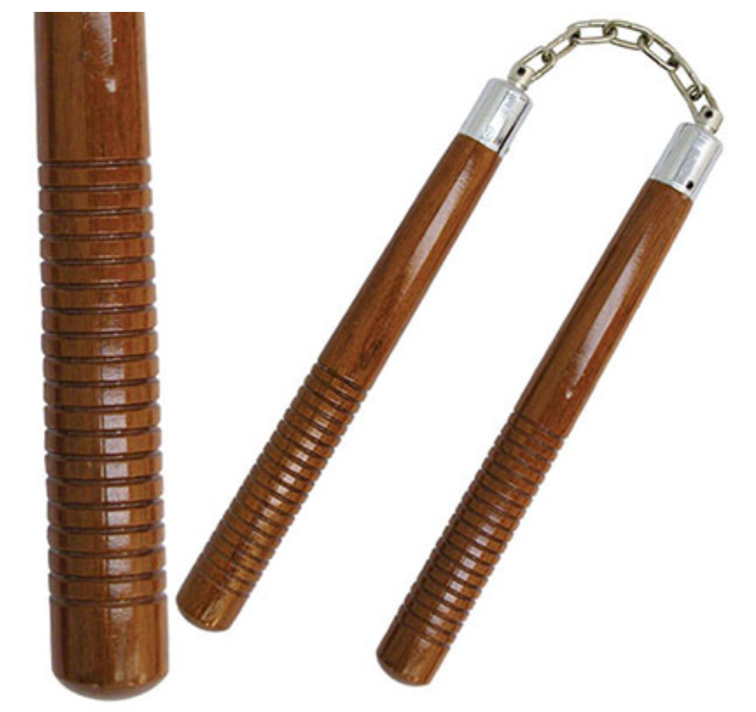 Brown Hardwood Handle Nunchucks