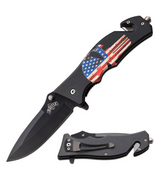 Master American Flag Skull Knife Spring Assisted
