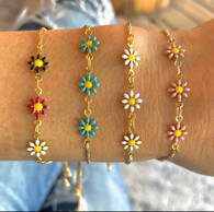 White daisies gold plated   Bracelet