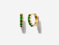 Emerald zirconia gold plated huggies earrings 