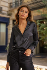 Black satin blouse