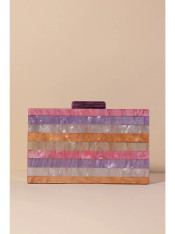 Inlay stripes lucite clutch bag