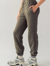 Olive cotton quilted joggers 