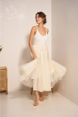 Aria Dotted Tulle Skirt Ecru