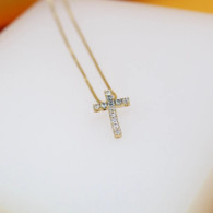 Zirconia gold filled cross necklace