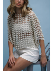 Pearl beaded top silver