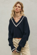 Transitions cotton sweater navy