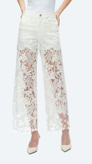 White lace stretch denim jeans
