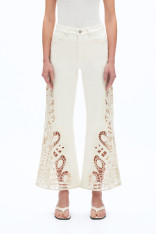 Lace details beige jeans