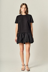 Mixed media sweater black cotton dress