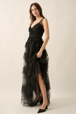 Black Ruffle maxi dress