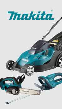Makita branded lawnmower and garden products