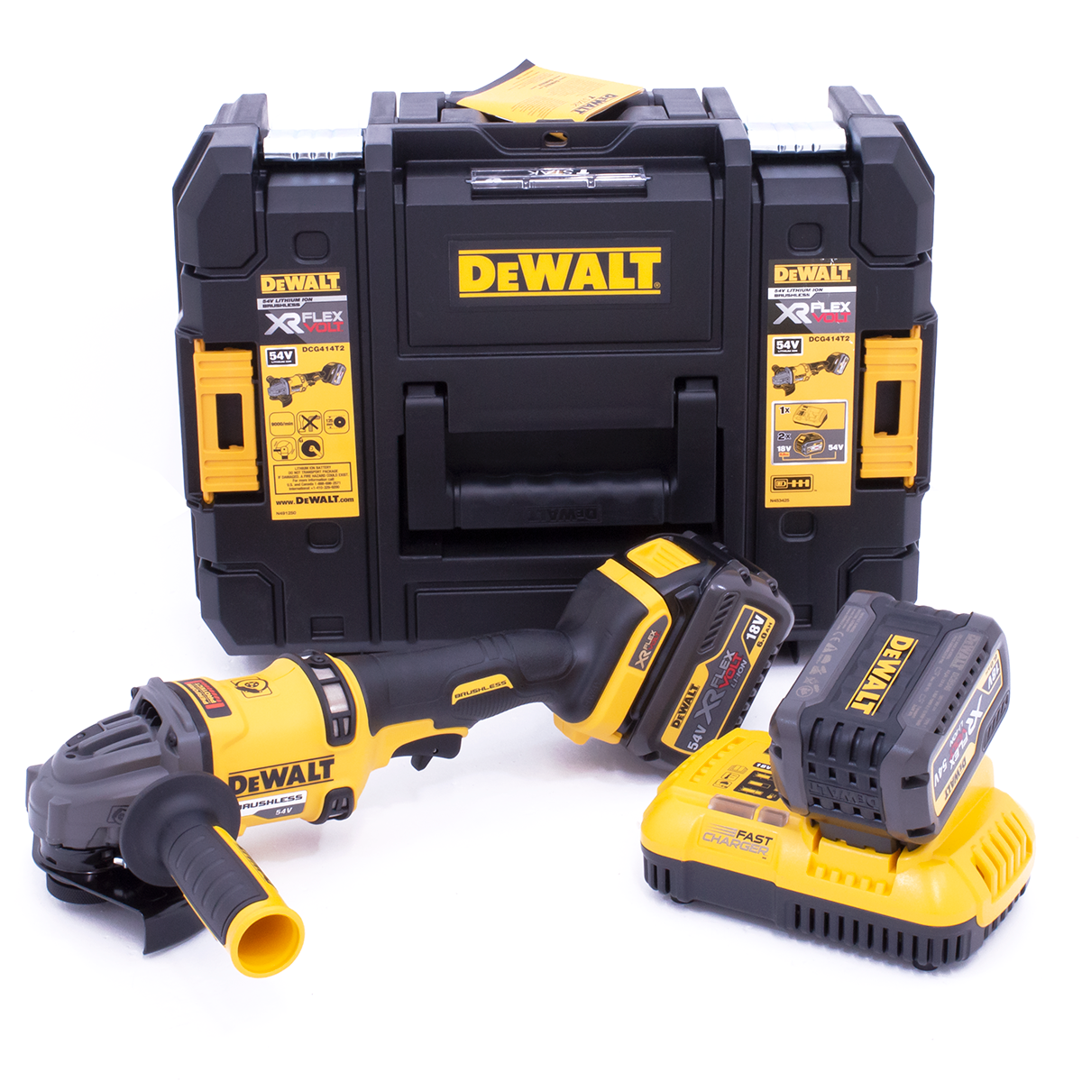 DeWalt DCG414T2 XR FlexVolt Grinder 54 Volt 2 x 6.0Ah LiIon Toolden