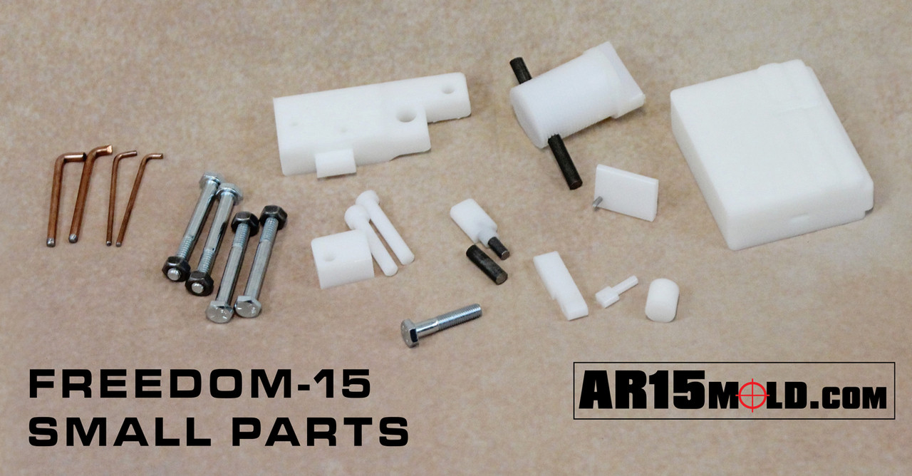 Freedom-15 AR15 100 percent lower receiver mold kit by AR15Mold.com.
No Machining Required.
Assemble with common AR15 Lower Parts Kits.
