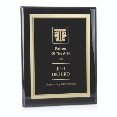 This striking plaque features a high gloss premium plaque board with black plate displaying the ITS icon engraved in silver or gold with matching border colors. It is certain to leave a memorable impression in the recipient's mind. Up to 8 lines of text with 30 characters per line included. 8"x 10" plaque. Please specify silver or gold engraving.