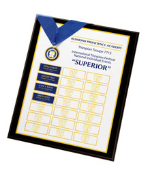 Earning a rating of SUPERIOR at the national individual events is an extraordinary accomplishment. Honor your students and preserve their legacy with this custom perpetual plaque, featuring the actual SUPERIOR MEDALLION. All heads will turn when this is displayed in your school. 16" x 20"