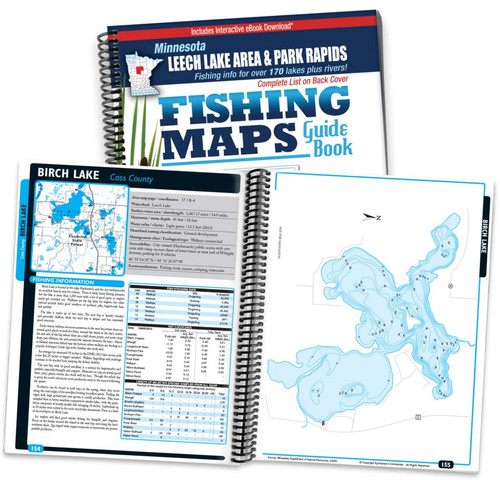 Northern Minnesota Leech Lake Area & Park Rapids Area Fishing Map Guide cover and map page spread