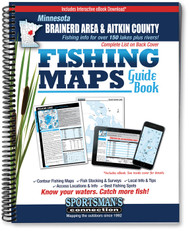 Northern Minnesota Brainerd Area & Aitkin County Fishing Map Guide cover - includes contour lake maps and fishing information for over 150 lakes and rivers