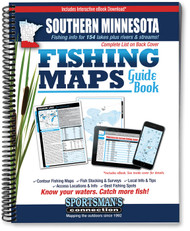 Southern Minnesota Fishing Map Guide cover -  includes contour lake maps and fishing information for over 150 lakes plus trout streams and Mississippi River coverage