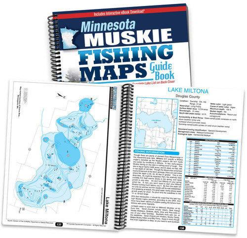 Minnesota Muskie Fishing Map Guide cover and spread