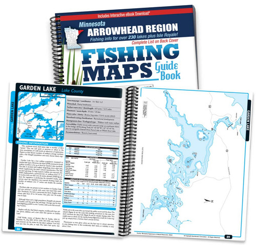 Northern Minnesota Arrowhead Region Fishing Map Guide cover and map page spread