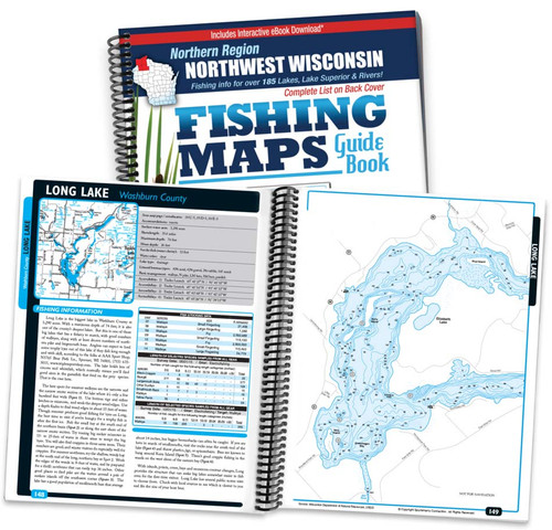 Northwest Wisconsin Northern Region Fishing Map Guide cover and map page spread