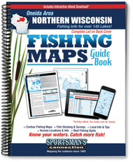 Oneida Area Northern Wisconsin Fishing Map Guide cover - includes contour lake maps and fishing information for over 145 lakes