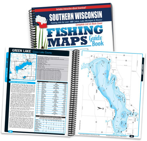 Southern Wisconsin Fishing Map Guide cover and map page spread