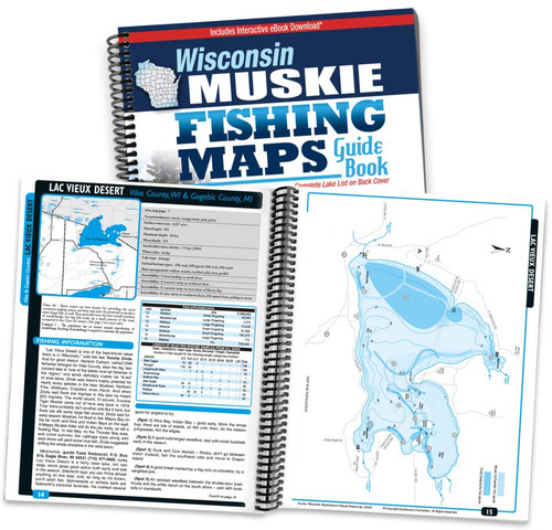 Wisconsin Muskie Fishing Map Guide cover and page spread