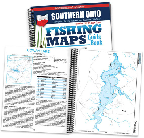 Southern Ohio Fishing Map Guide cover and map page spread