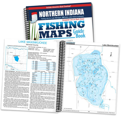 Northern Indiana Fishing Map Guide cover and map page spread