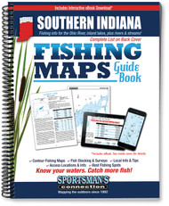 Southern Indiana Fishing Map Guide cover - contour lake maps and fishing information for over 80 lakes and rivers