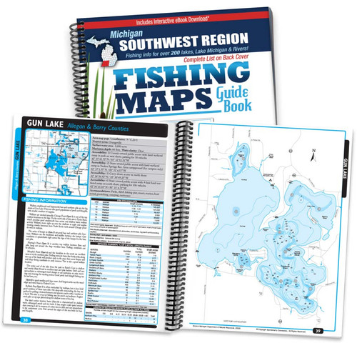 Southwest Michigan Fishing Map Guide cover and map page spread