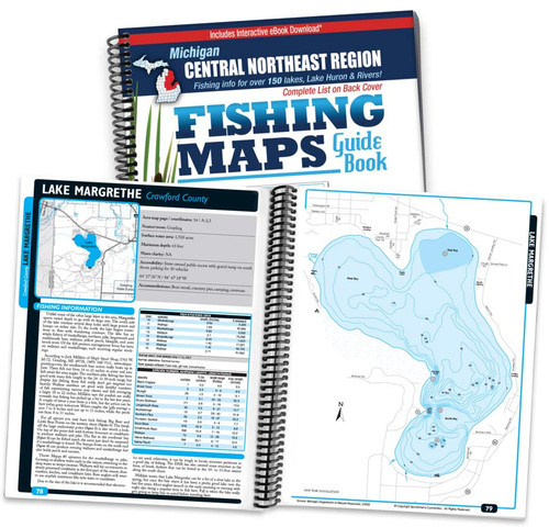 Central-Northeast Michigan Fishing Map Guide cover and map page spread