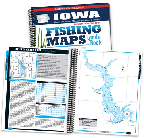 Iowa Fishing Map Guide cover and map page spread