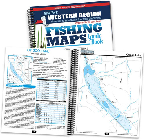 Western New York Fishing Map Guide cover and map page spread