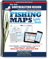 Southeastern New York Fishing Map Guide cover - contour lake maps and fishing information for over 140 lakes and rivers