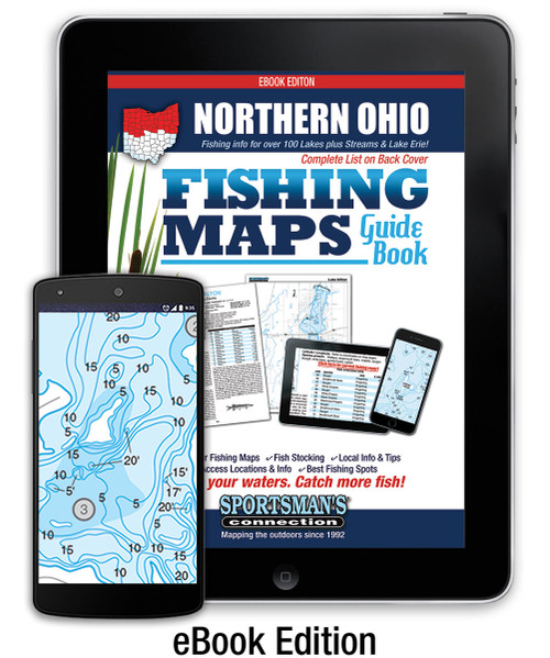 Northern Ohio Fishing Map Guide eBook - includes contour lake maps and fishing information for over 130 lakes