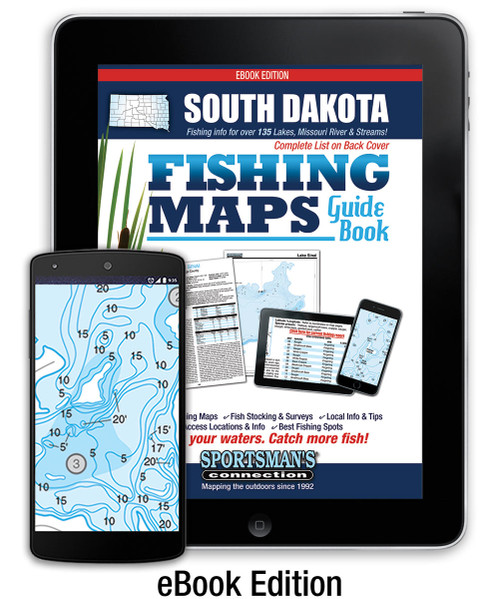 South Dakota Fishing Map Guide eBook - includes contour lake maps and fishing information for over 135 lakes