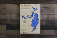 Lake Bridgeport - Wood Engraved Map